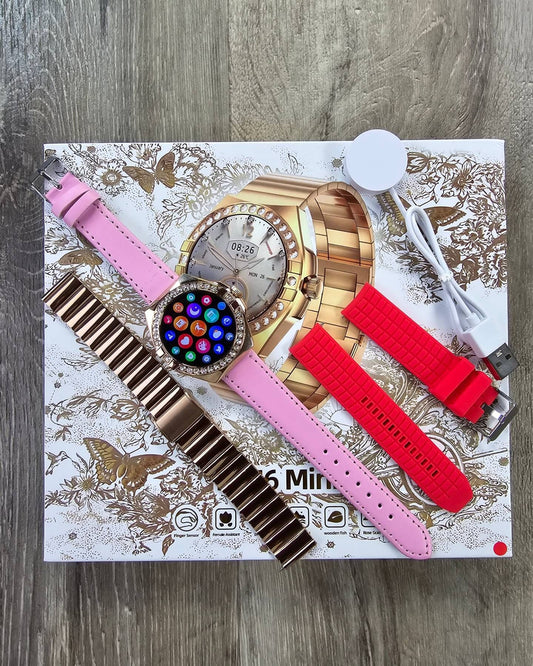 SMARTWATCH LG76 Mini REDONDO PARA DAMA + Otra Correa de Obsequio