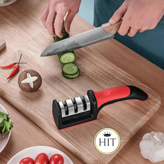 Afilador De Cuchillos De Cocina Acero Y Cerámica 3 Etapas - colombiahit