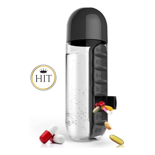 Termo Pastillero Botilo Agua Organizador De Pastillas 2 En 1 - colombiahit