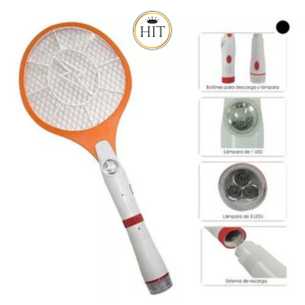 Raqueta mata mosquitos 3 en 1
