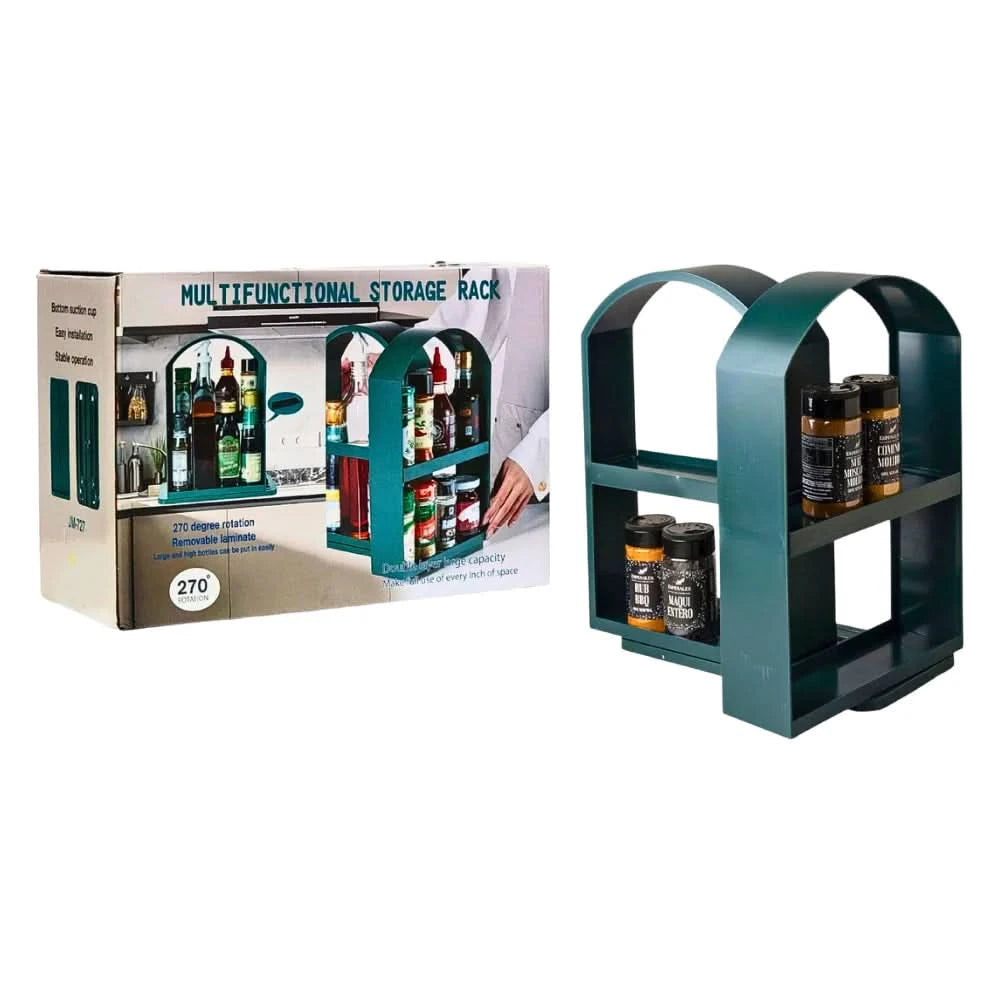 organizador de especias multifuncional giratorio para cocina.