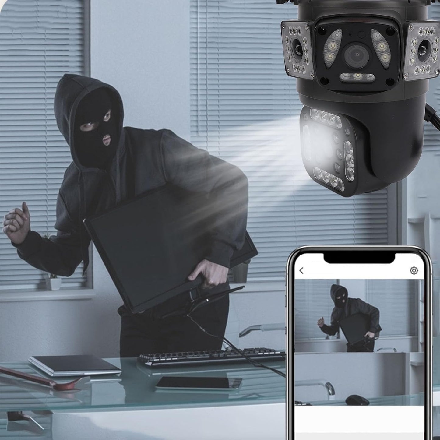 Cámara 3 lentes con alarma