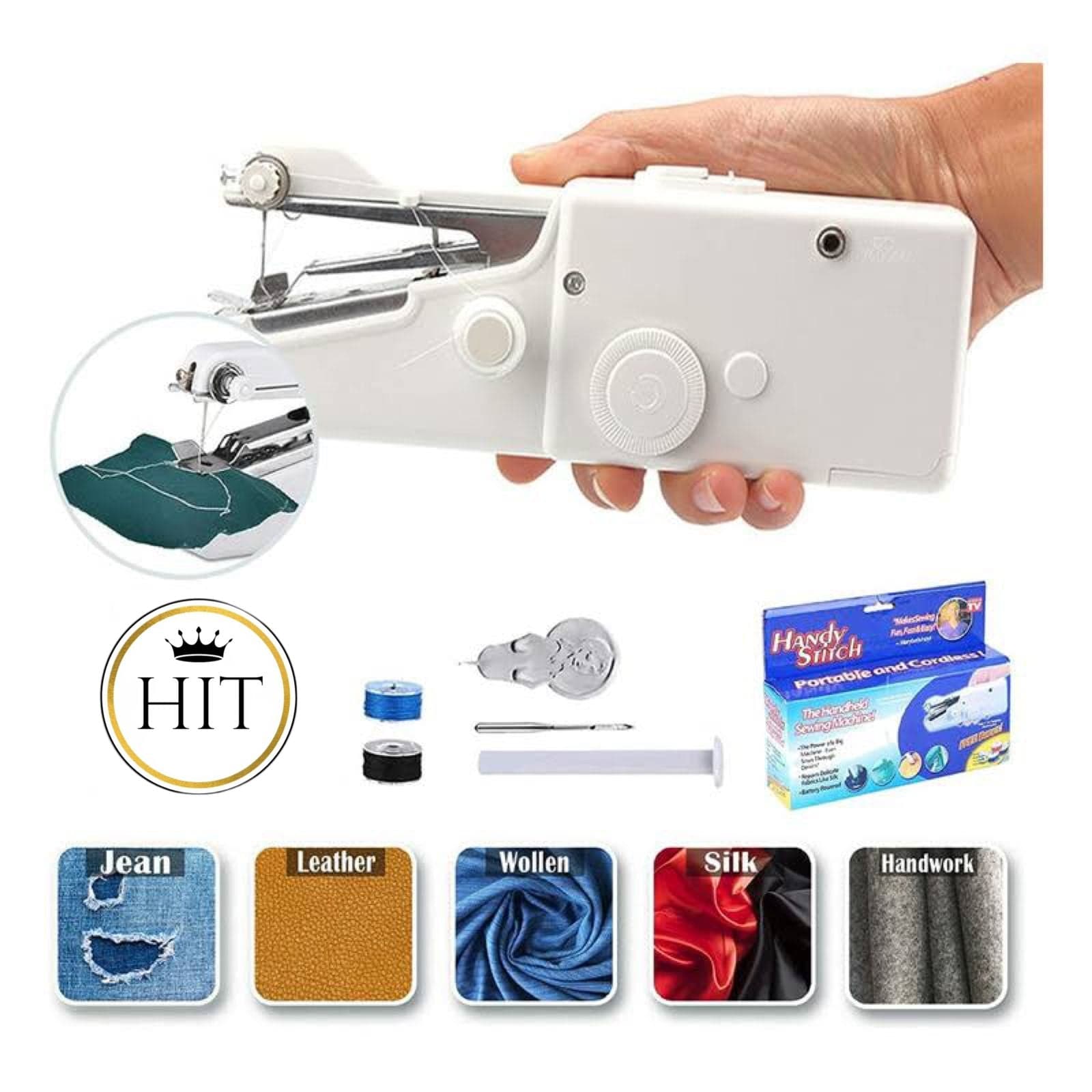 Mini máquina de coser de mano eléctrica portátil, ropa de costura fácil de  usar