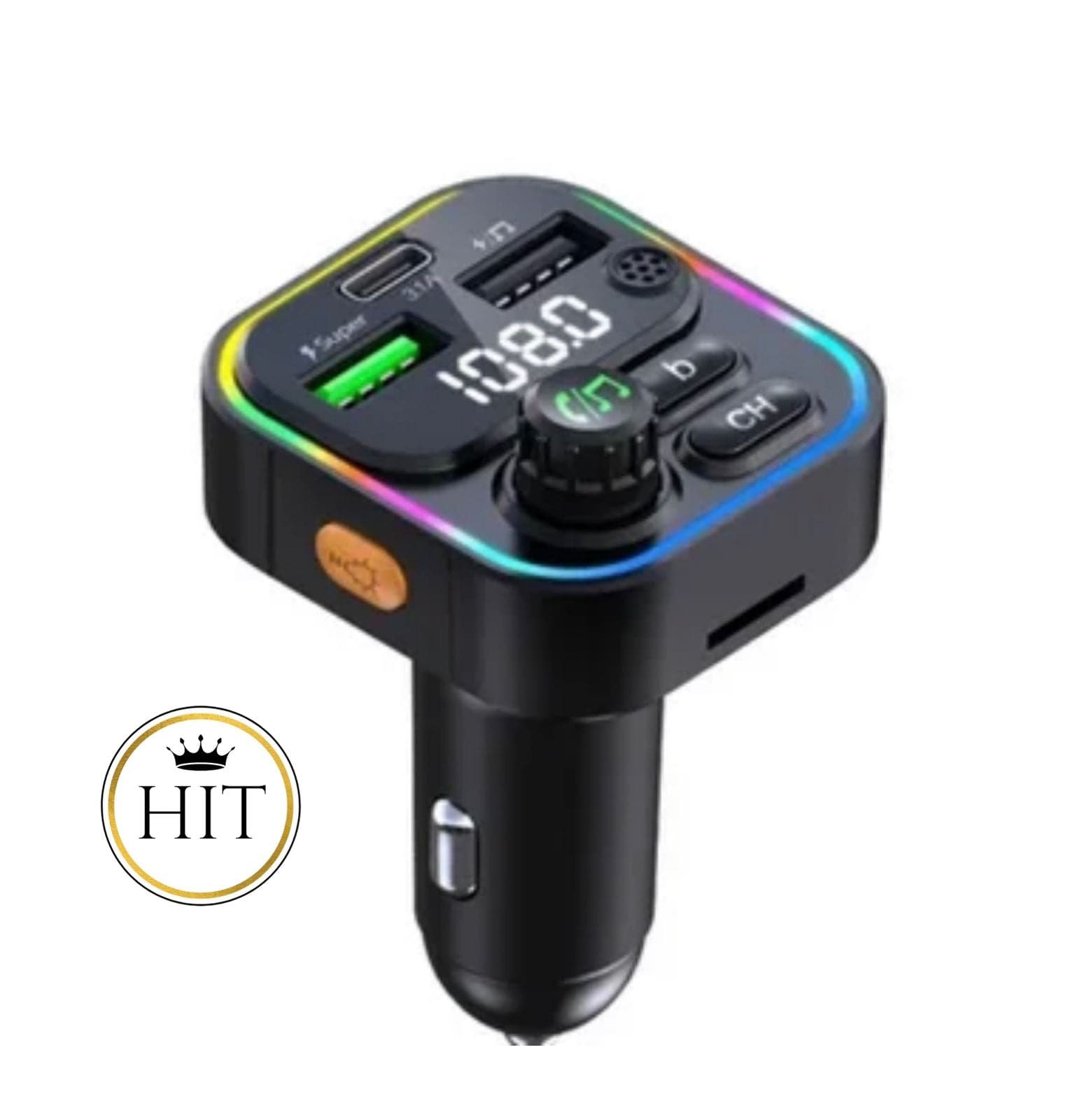 Modulador Bluetooth Con entrada tipo C, Cargador y Bluetooth para carro - colombiahit