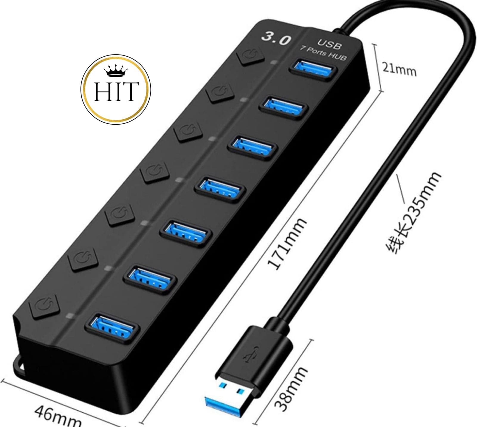 Multipuerto Usb Hub X 7 Con Interruptor 2.0 - colombiahit