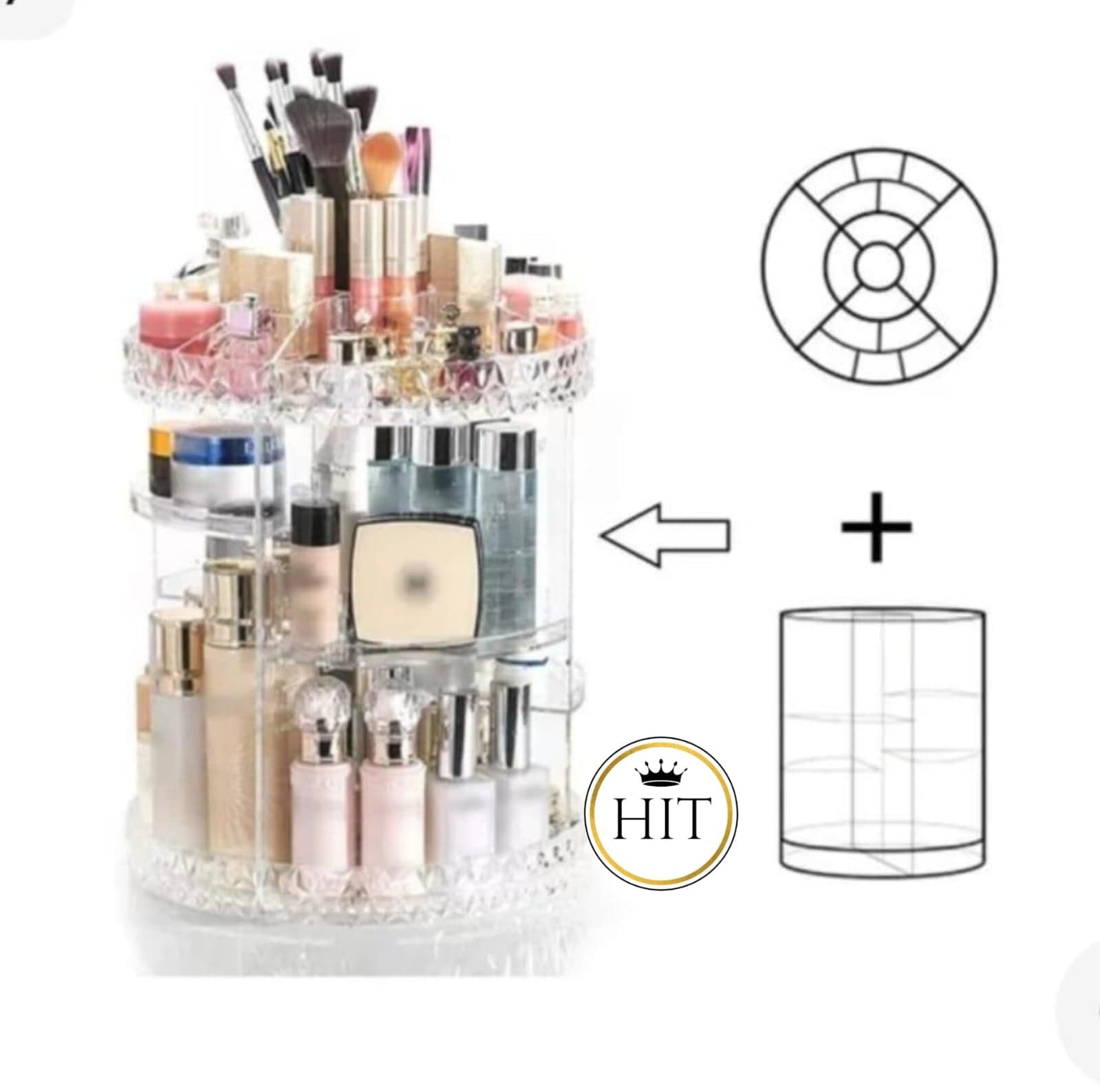 Organizador de maquillaje giratorio de 360 - colombiahit