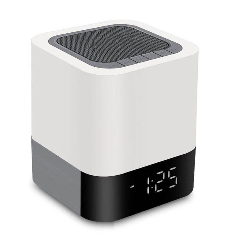 Parlante Bluetooth con reloj y lámpara de mesita de noche - colombiahit